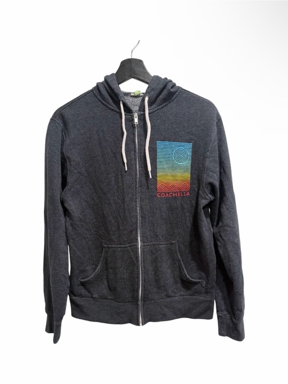 Coachella 2014 Full Zip Hoodie Sweatshirt Festival Lineup Print Gray Sz Sm